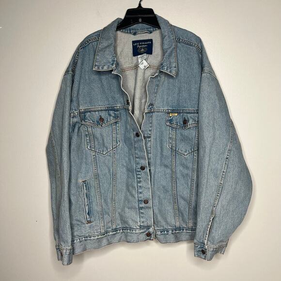 Vintage Levi Strauss Signature Denim Coat Jean Trucker Jacket Size 4XL Cotton - Picture 8 of 11